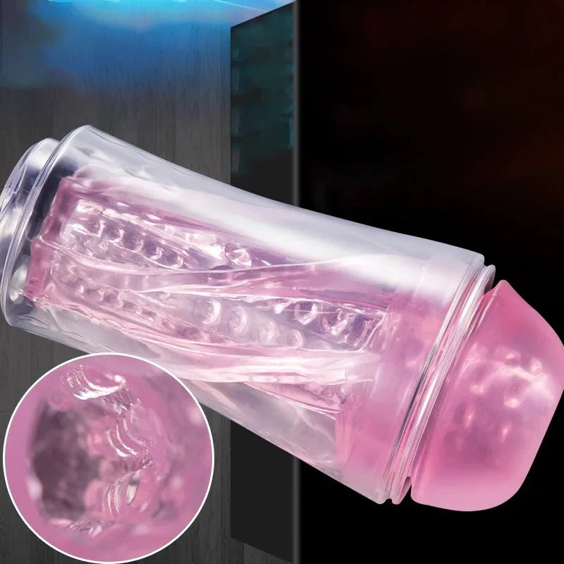 Men's Transparent Massage Masturbator Adult Erotic Toys Vagina Masturbation Blowjob Male Piston Automatic Mastubator Real Vagina