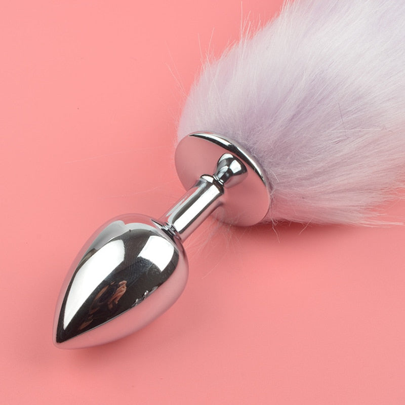 Metal with Gradient Color Fox Analplug Tail Flirting Anal Analplug Dilatation Ass Plug G Point Massage Masturbation Gay Sex Toys