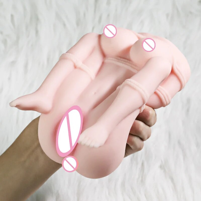 Mini ครึ่งตุ๊กตายางจริงหีความรู้สึกตูดชาย Masturbation ถ้วย Anus Dual Channel สมจริงหีเซ็กซ์ทอย