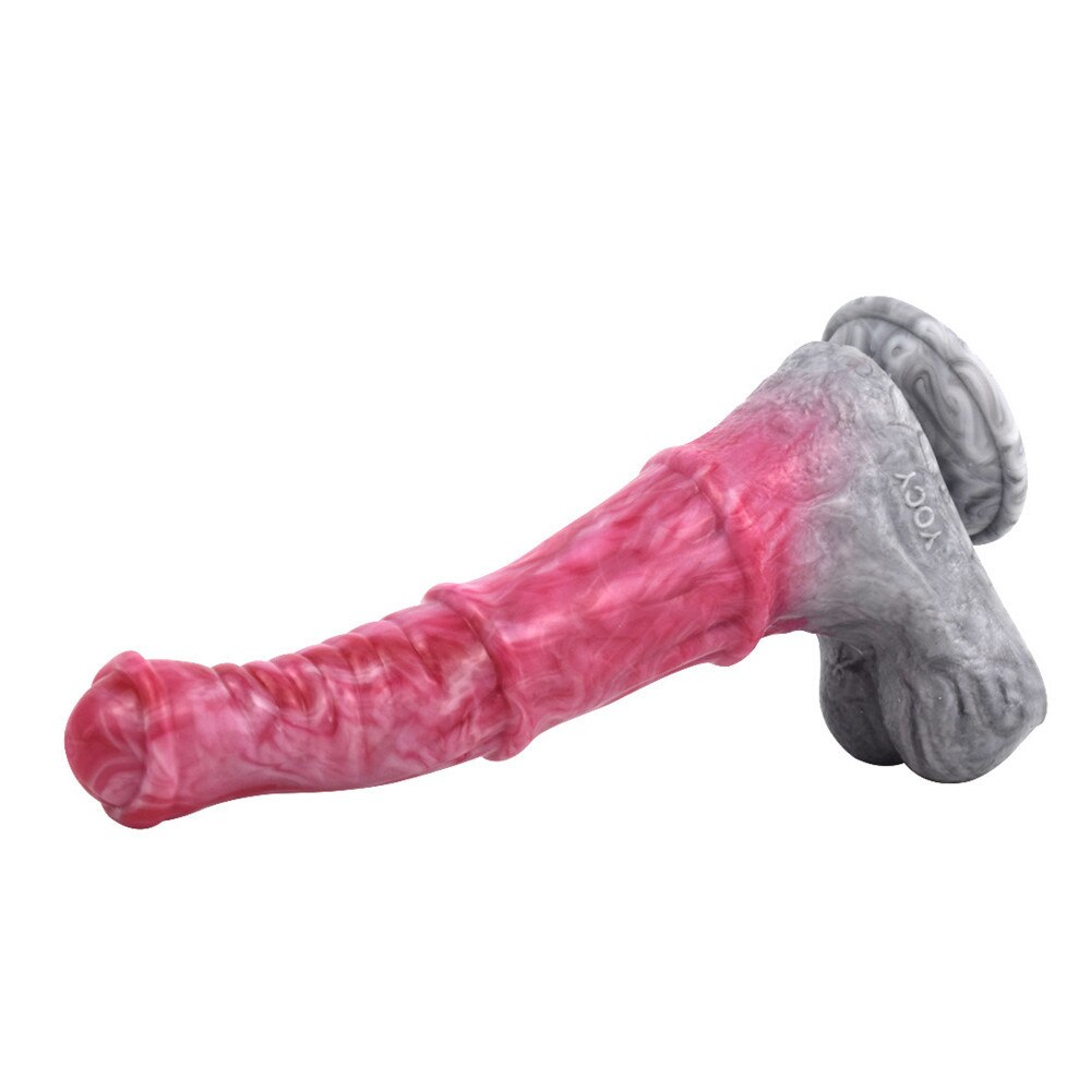 New Liquid Silicone Dildo Gory Raw Meat Color Horse Penis Anus Massage Sex Toys for Women Super Sucker Anal Plug Sex Shop