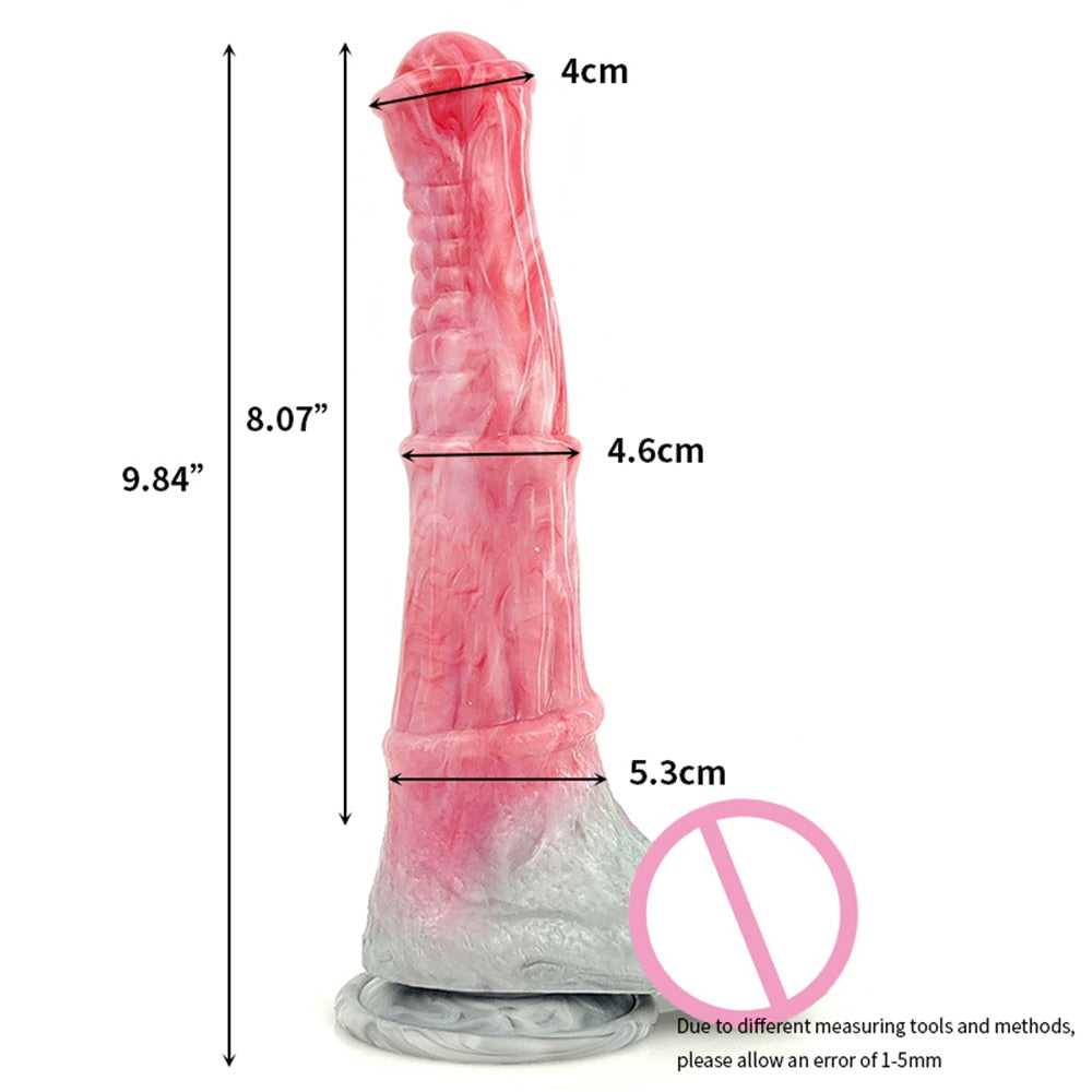 New Liquid Silicone Dildo Gory Raw Meat Color Horse Penis Anus Massage Sex Toys for Women Super Sucker Anal Plug Sex Shop