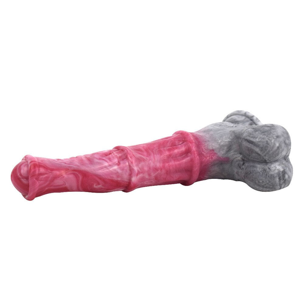 New Liquid Silicone Dildo Gory Raw Meat Color Horse Penis Anus Massage Sex Toys for Women Super Sucker Anal Plug Sex Shop
