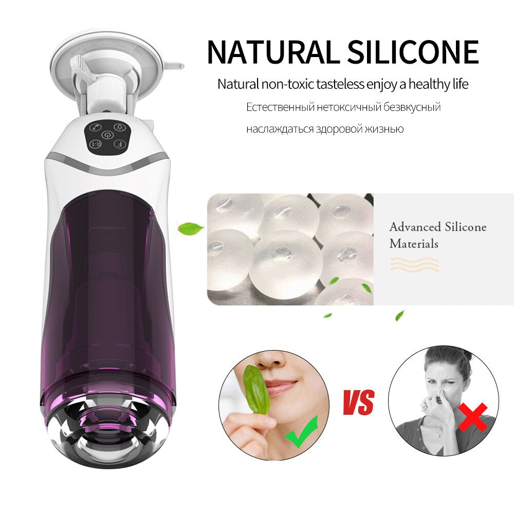 ของเล่นทางเพศสำหรับผู้ชาย เครื่องช่วยสำเร็จความใคร่ชายแบบยืดหดได้อัตโนมัติ ทรงพลัง หมุนได้ มีระบบโต้ตอบด้วยเสียง ถ้วยสำเร็จความใคร่ ช่องคลอด ร้านค้าเซ็กส์สำหรับผู้ใหญ่