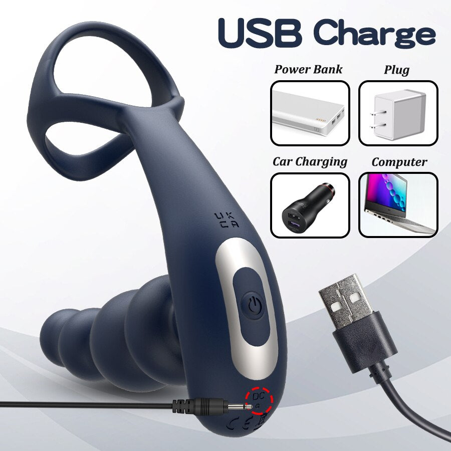 ชาย Prostate Massager Vibrator 360 ° หมุน Anal ปลั๊กอวัยวะเพศชายแหวน Butt Plug Vibrator ไร้สายควบคุมเซ็กซ์ทอยสำหรับชาย Masturbator
