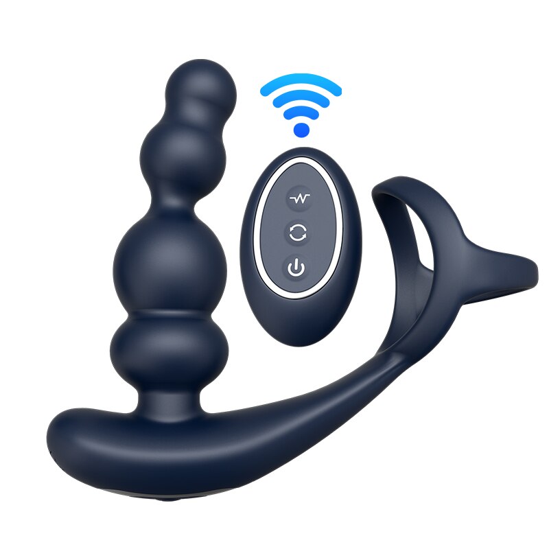 ชาย Prostate Massager Vibrator 360 ° หมุน Anal ปลั๊กอวัยวะเพศชายแหวน Butt Plug Vibrator ไร้สายควบคุมเซ็กซ์ทอยสำหรับชาย Masturbator