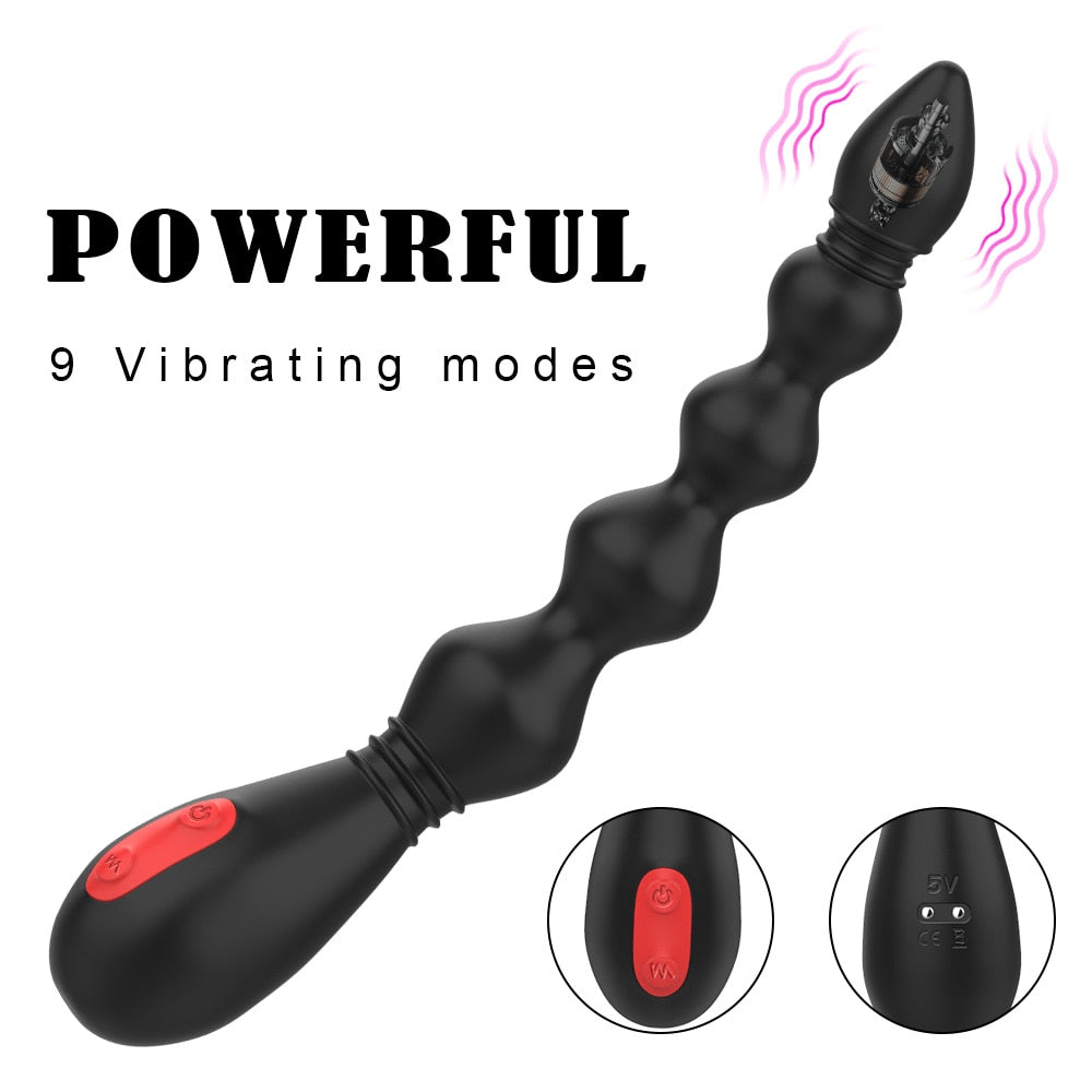 Prostate Stimulator Anal Training Sex Toy 9 Frequency Powerful Anal Beads Vibrator Flexible Anal Plug Waterproof Butt Plug