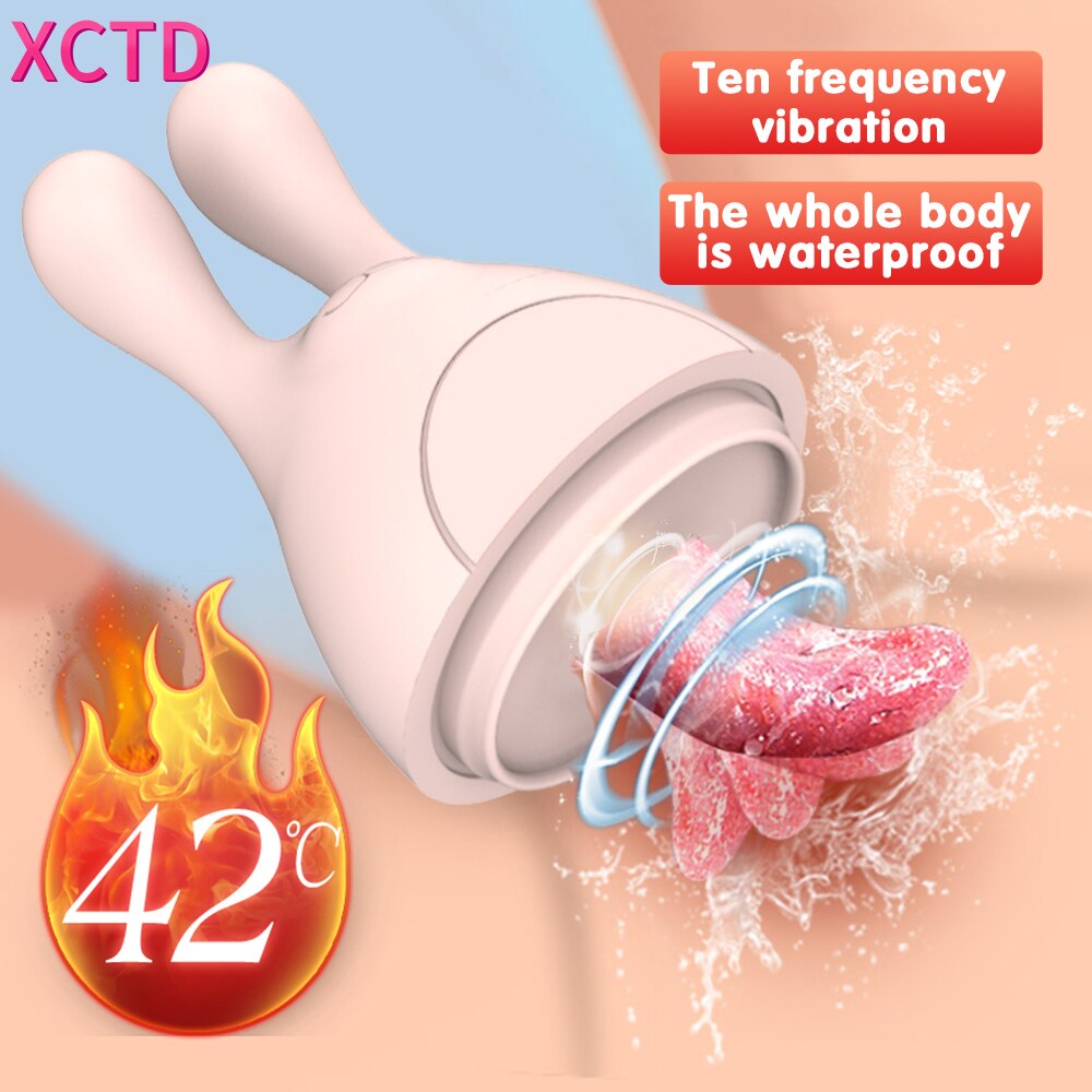 Rabbit Huge Tongue Dildo Vibrator สำหรับผู้หญิง เครื่องนวดช่องคลอดทำความร้อน ของเล่นเลียออรัล กระตุ้นคลิตอริส ของเล่นทางเพศสำหรับผู้หญิง