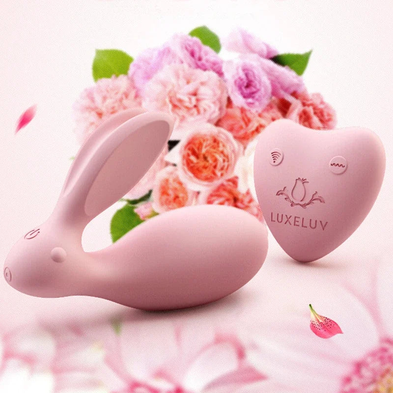 รีโมทคอนโทรล ไข่สั่น มอเตอร์คู่ กระต่ายกระตุ้น G-Spot, คลิตอริส, ช่องคลอด, ทวารหนัก สแตรปออน ดิลโด้ เครื่องสั่น ของเล่นทางเพศสำหรับผู้หญิง