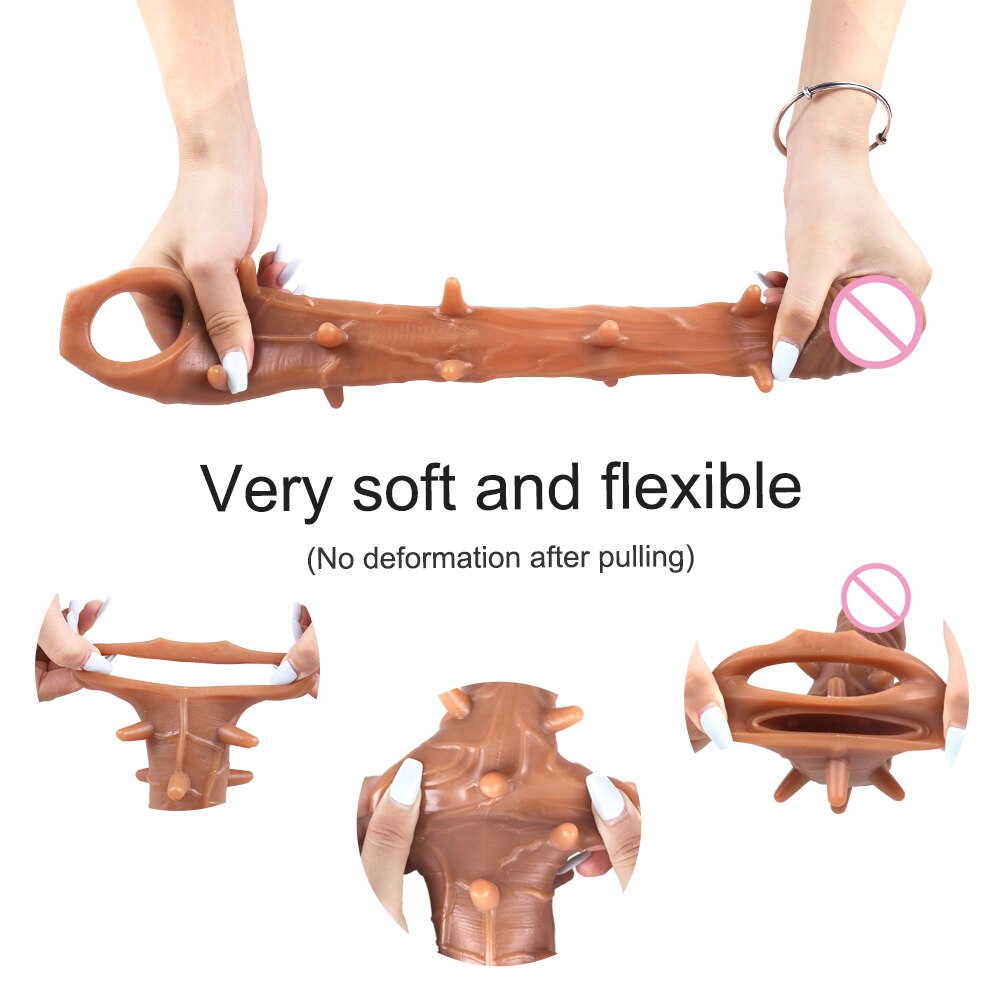 ขนาดใหญ่เครื่องขยายอวัยวะเพศชายเสื้อ Reusable ถุงยางอนามัย Delayed Ejaculation Cock แหวน Dick Enlargemen เซ็กซ์ทอยสำหรับชาย Intimate ดี