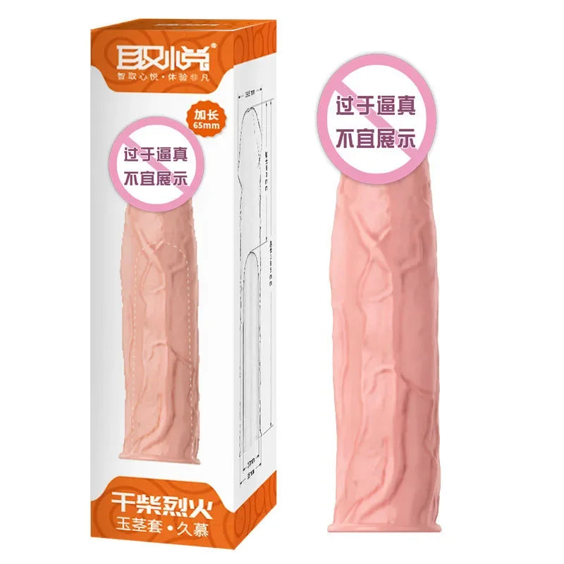 Reusable Penis Extend Sleeve Realistic Dildo Sex Accessories Ring Adult Sex Toy for Men Dildo Condom Cock Erotic Product Shop 18