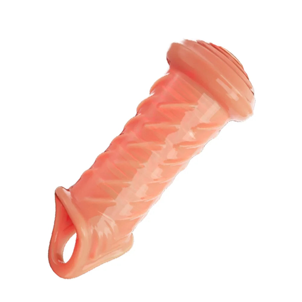 Reusable Penis Extender Cock Rings Delay Ejaculation Penis Condoms Dick Sleeve Silicone Glans Cover Enlargement Sex Toys For Men