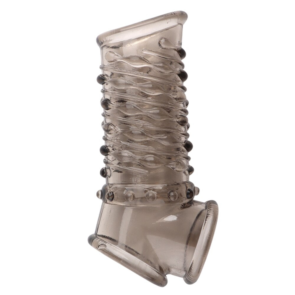Reusable Penis Sleeve Soft Glans Penis Enlarger Extender Delay Ejaculation Cock แหวนแขนของเล่นสำหรับผู้ใหญ่สำหรับผู้ใหญ่สินค้าเร้าอารมณ์