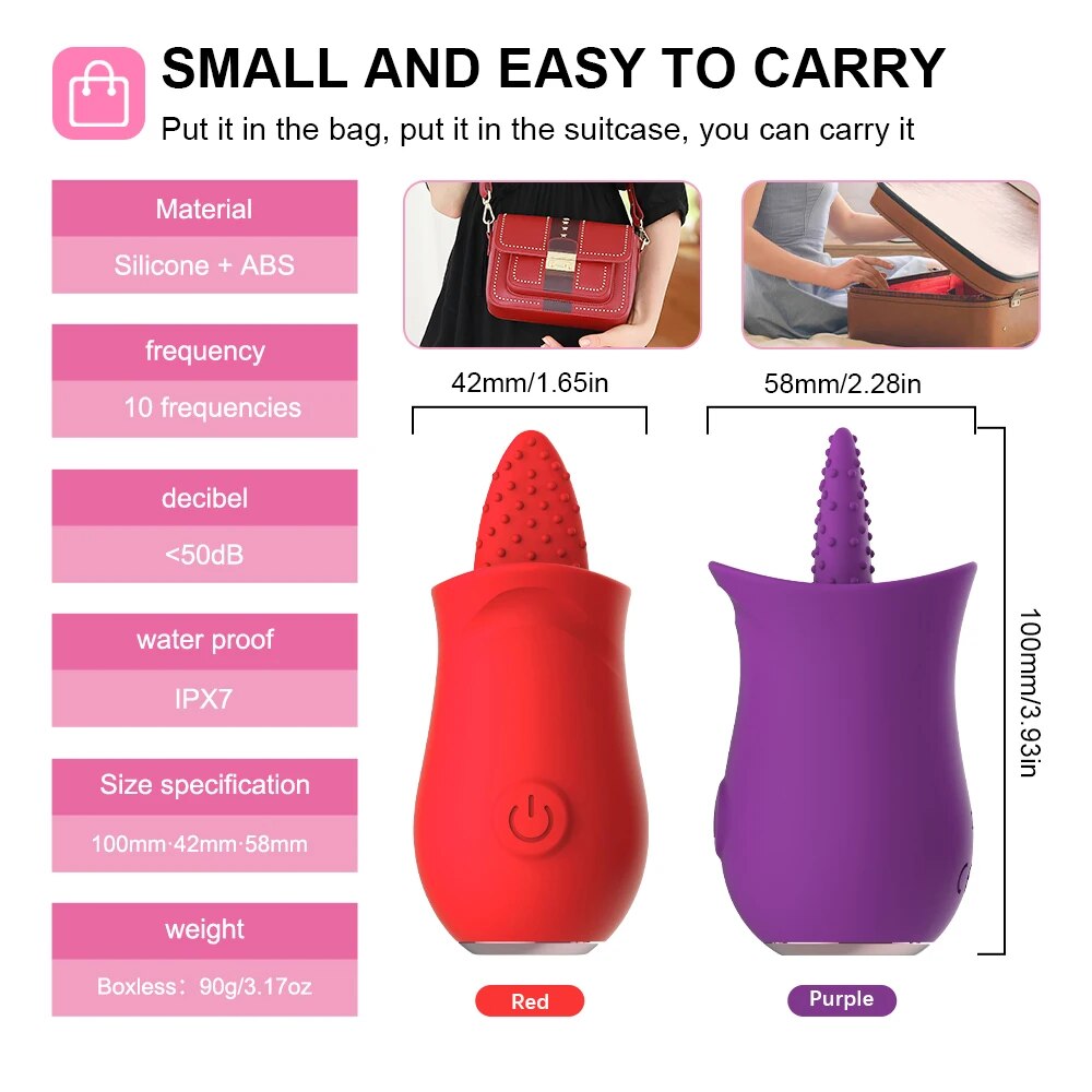 Rose Clitoris Stimulation Vibrator for Women G Spot VibrationTongue Licking Oral Vagina Nipple Massager Female Masturbator