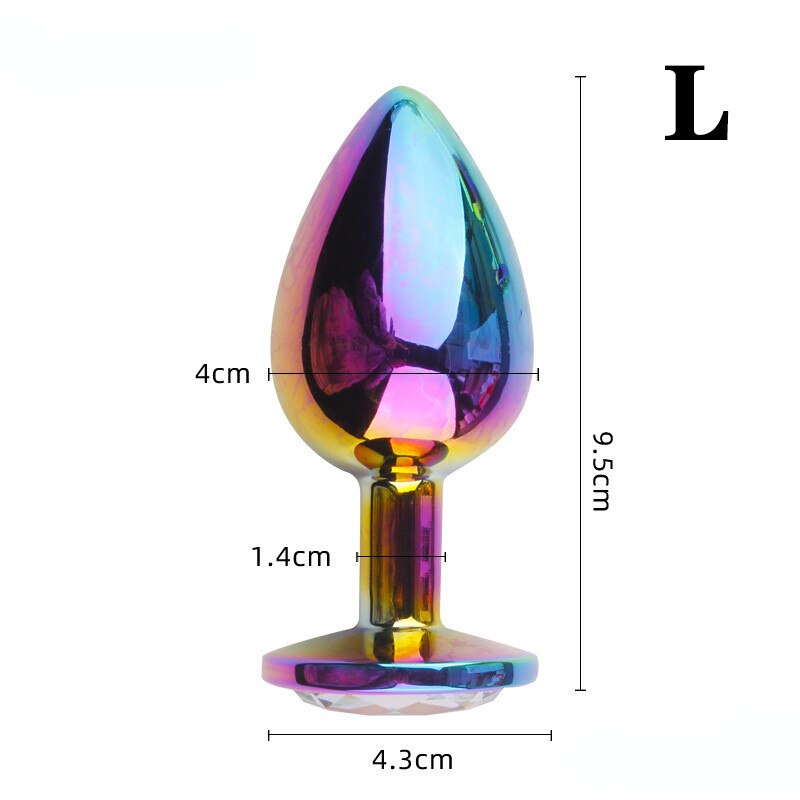 Rose Gold Rainbow Heart Shape Crystal Metal Anal Beads Butt Plug Jewelry Ass Small Medium Size Set Sex Toy for Female Male M-21