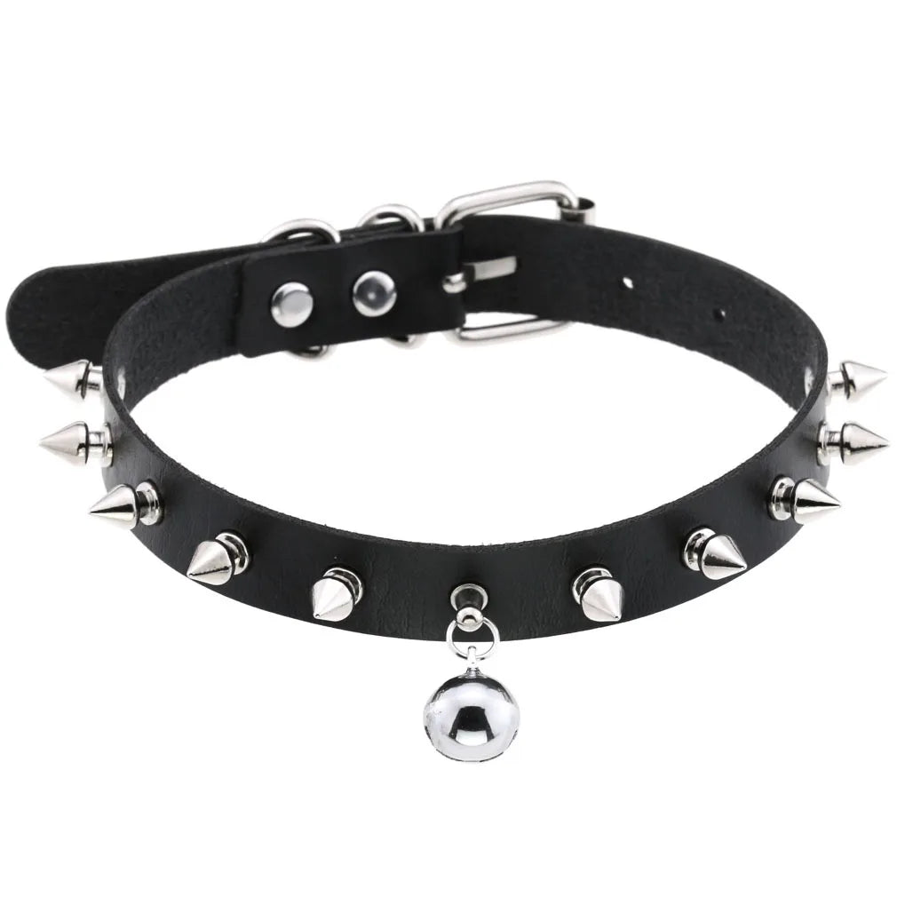 สร้อยคอโชกเกอร์ BDSM สไตล์พังค์สำหรับผู้ชาย สร้อยคอหนังสังเคราะห์โกธิค โซ่คาดตัวสำหรับผู้หญิง