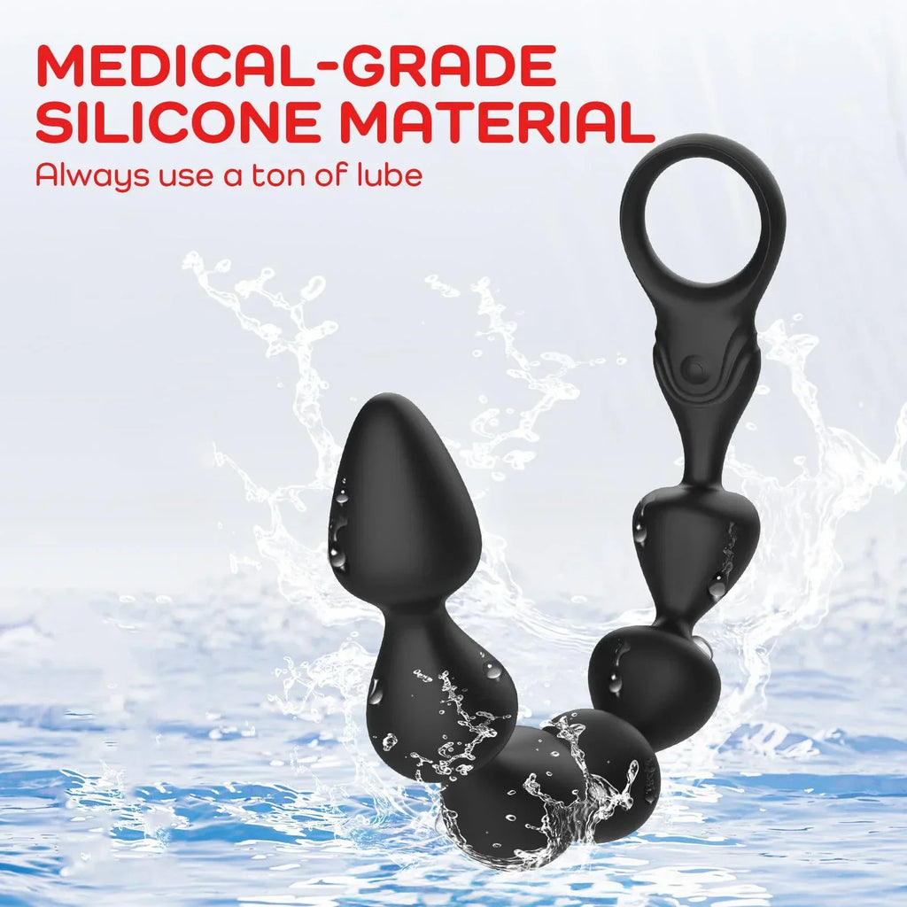 14.4 Inch Ultra-Soft Liquid Silicone Vibrating Anal Beads Butt Plug Prostate Massager Anal Sex Toys for Men Couples 18+