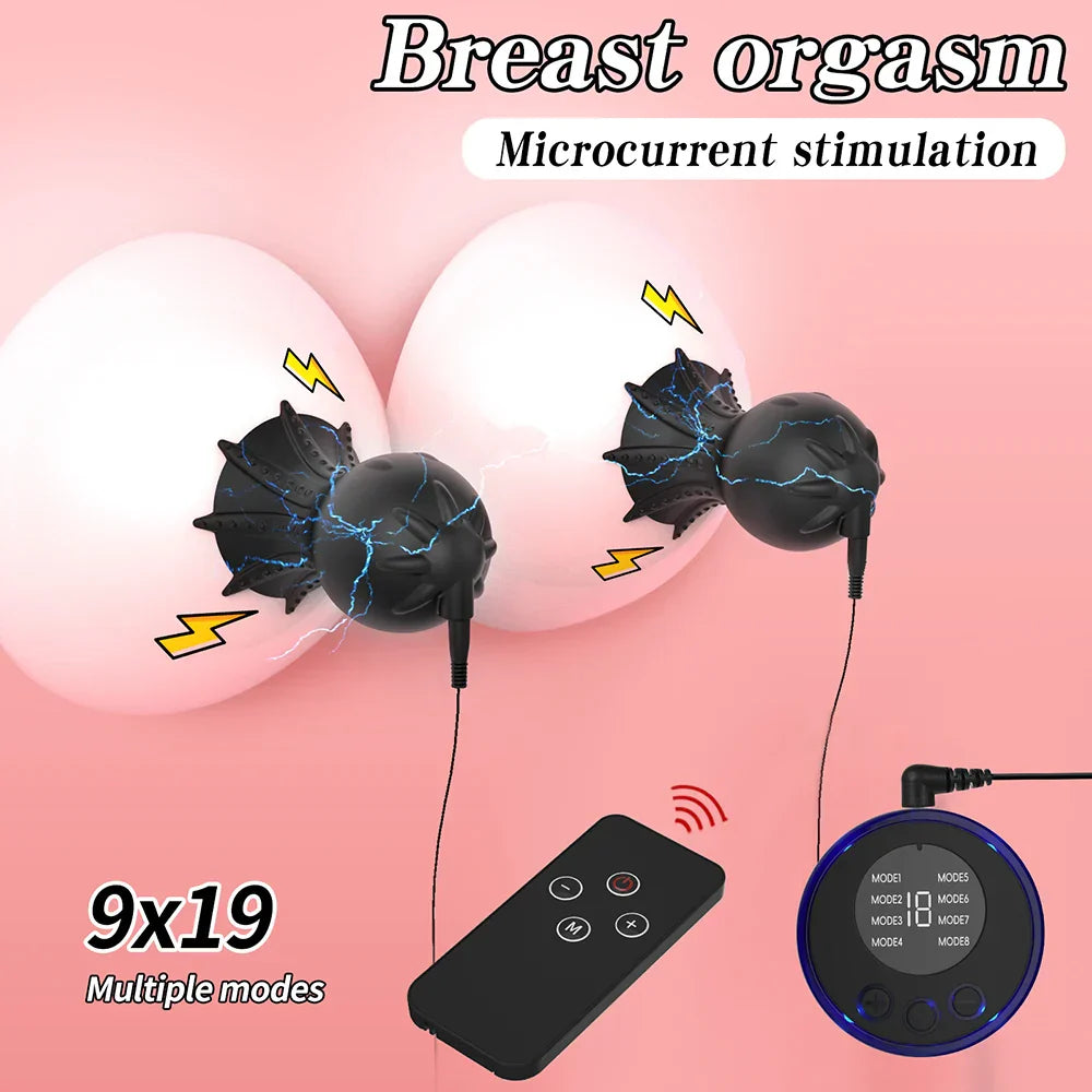 Nipple Sucker Clamps Electro Stimulator Nipples Pussy Breast Clit Masturbator Breast Enlarger Sex Toy Bdsm Tool Electric Shocker