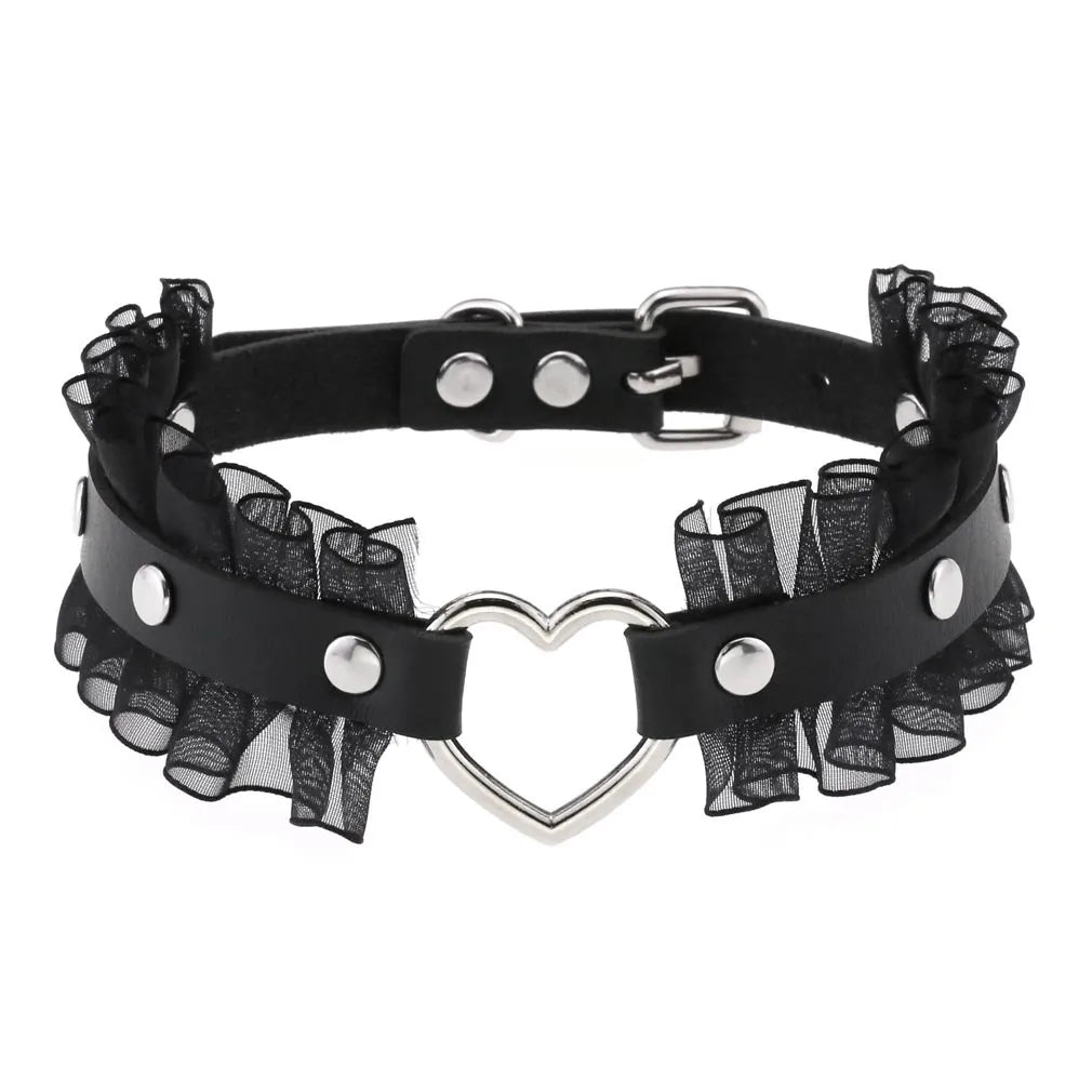 สร้อยคอโชกเกอร์ BDSM สไตล์พังค์สำหรับผู้ชาย สร้อยคอหนังสังเคราะห์โกธิค โซ่คาดตัวสำหรับผู้หญิง
