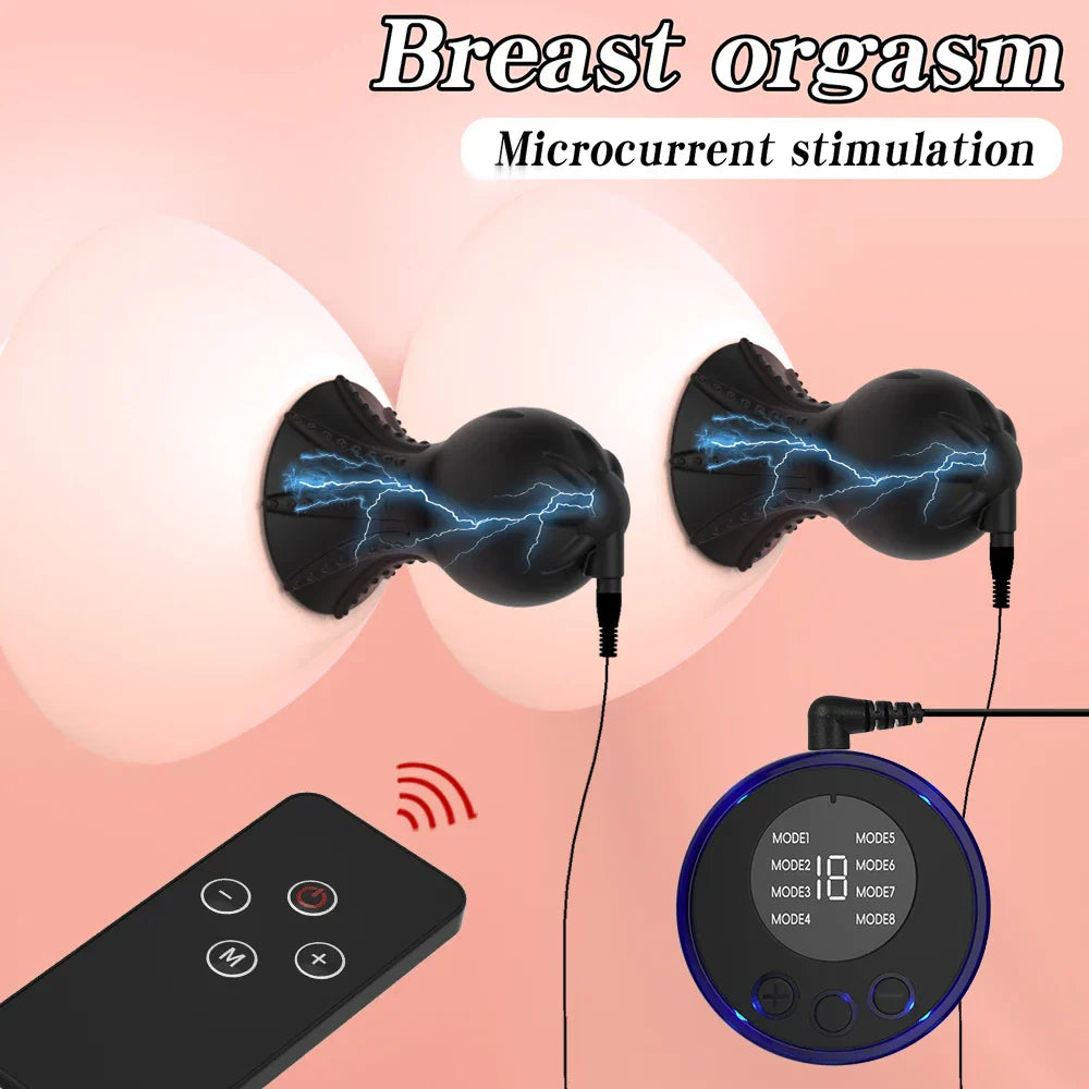Nipple Sucker Clamps Electro Stimulator Nipples Pussy Breast Clit Masturbator Breast Enlarger Sex Toy Bdsm Tool Electric Shocker