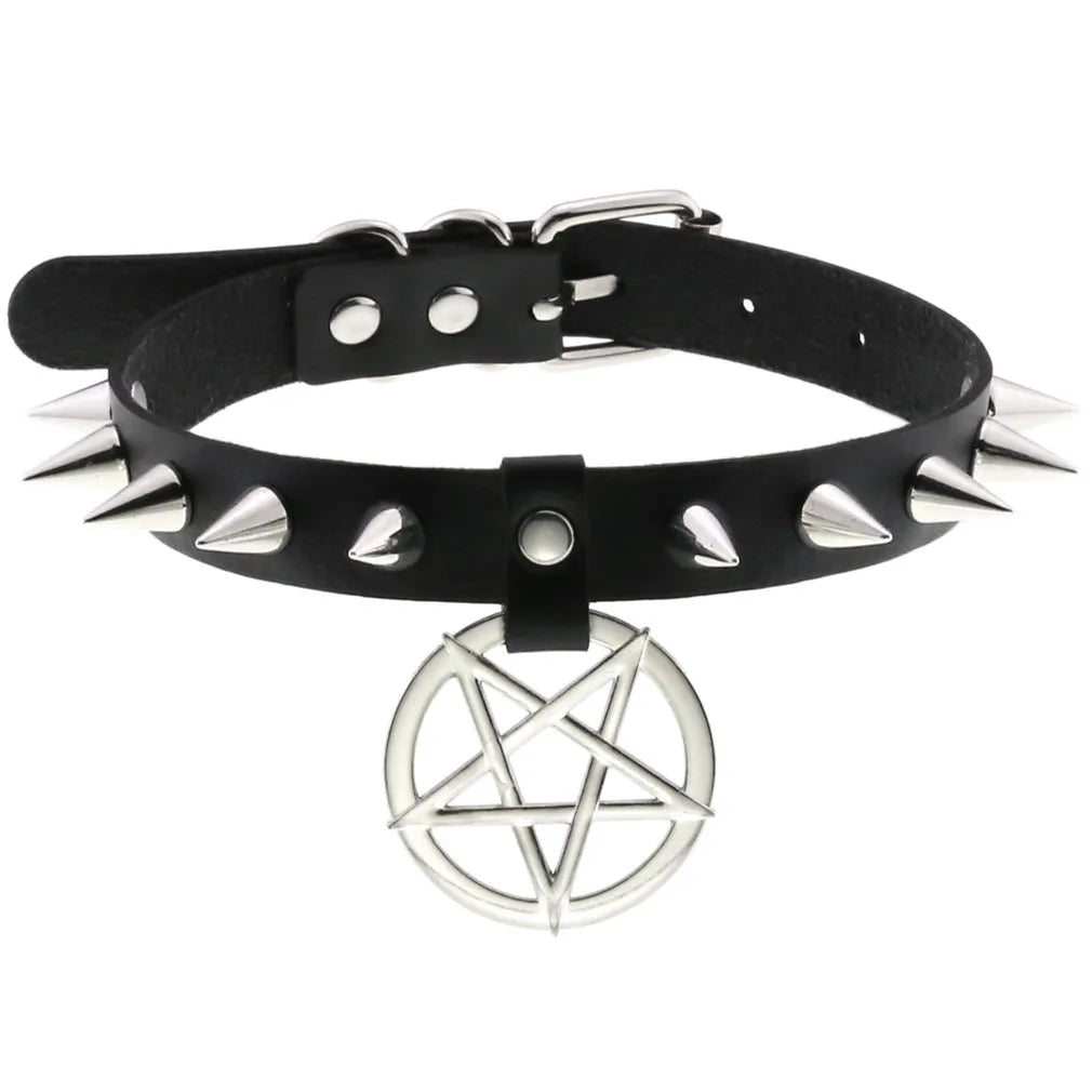 สร้อยคอโชกเกอร์ BDSM สไตล์พังค์สำหรับผู้ชาย สร้อยคอหนังสังเคราะห์โกธิค โซ่คาดตัวสำหรับผู้หญิง