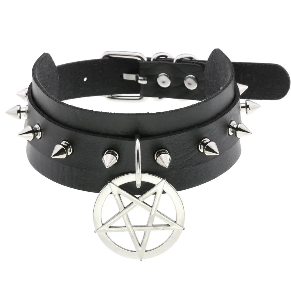 สร้อยคอโชกเกอร์ BDSM สไตล์พังค์สำหรับผู้ชาย สร้อยคอหนังสังเคราะห์โกธิค โซ่คาดตัวสำหรับผู้หญิง