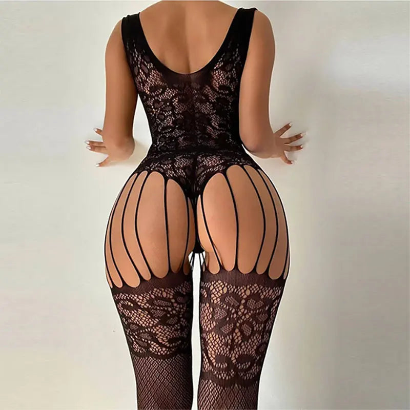 Fishnet Lingerie Set Bdsm Body Stockings Crotchless Sex Tights Sheer Open Women Underwear Erotic Costume Teddy Babydoll Bodysuit