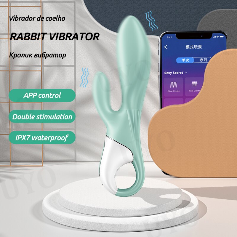 Satisfyer Air Rabbit Pump 5 เชื่อมต่อรีโมทแอปควบคุม Interactive Vibrator สำหรับคู่ G-Spot Clitoris เซ็กซ์ทอยสำหรับผู้หญิง