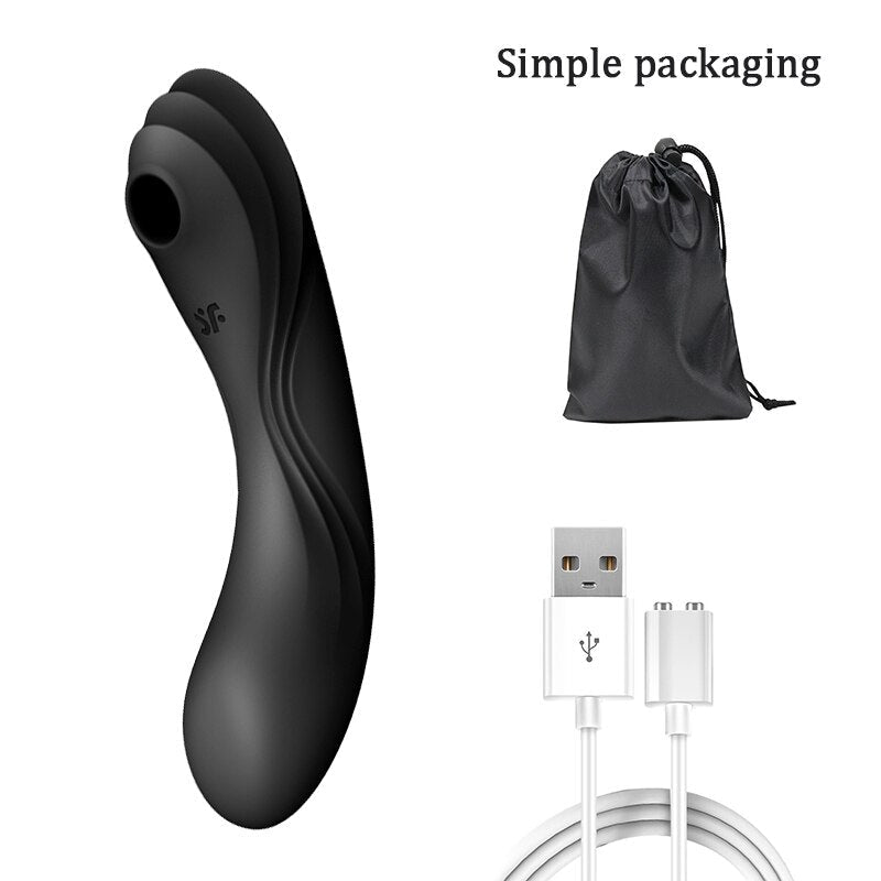 Satisfyer Curvy Trinity 4ของเล่นสำหรับสตรี18 + G-Spot Vibrator 3in1 Clit ดูด Stimulator ซิลิโคนกันน้ำสีดำของเล่น