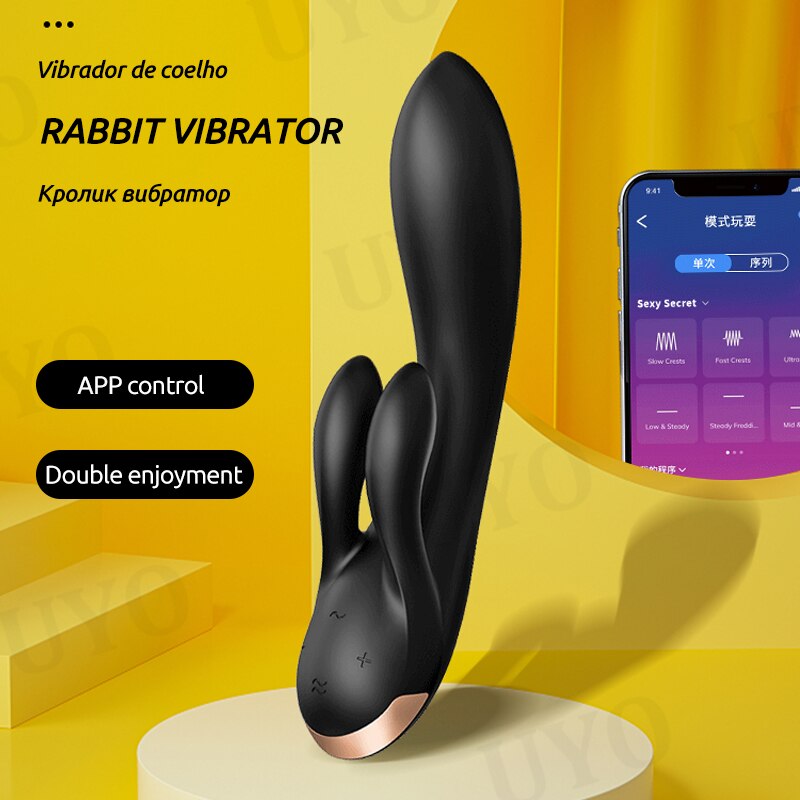 Satisfyer DOUBLE FLEX การเชื่อมต่อแอปด้วยรีโมตคอนโทรล Super Power Rabbit G-Spot Clitoral Vibrator ของเล่นทางเพศสำหรับผู้หญิง