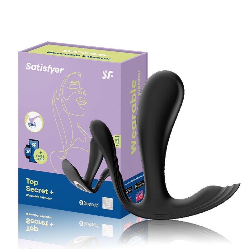 Satisfyer Top Secret + เครื่องสั่นซิลิโคนแบบสวม รีโมตแอปควบคุมสำหรับผู้หญิง เครื่องสั่นรูปตัว G เครื่องกระตุ้นคลิทอริส และปลั๊กเสียบทางทวารหนัก