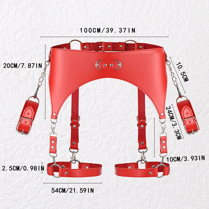 กุญแจมือเซ็กซี่ ชุดชั้นในเซ็กซี่ ชุดสายรัดถุงน่อง ชุดรัดตัวสำหรับผู้หญิง อุปกรณ์ทางเพศสำหรับผู้หญิง ปาร์ตี้คลับเปลื้องผ้า เกมส์เซ็กส์สำหรับผู้ใหญ่ BDSM
