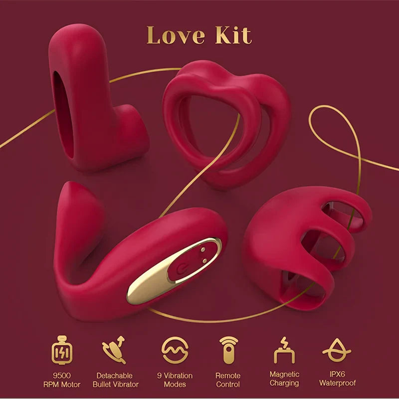 Tracy's Dog Love Vibrator Kit Removable Vibrating Bullet with 4 Silicone Attachments Remote Adult Sex Toys for Women & Partners