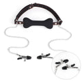 SM Sexy Leather Mouth Plug and Nipple Clamps. Silicone Dog Bone for BDSM. SM Bondage Game for Couples Enhance Sex Pleasure