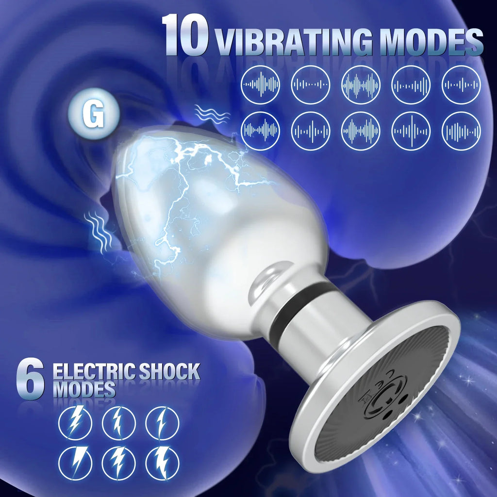 Electroshock Anal Vibrator กระแสไฟฟ้าขนาดเล็ก เครื่องกระตุ้น รีโมทควบคุมปลั๊กทวารนวดต่อมลูกหมาก ของเล่นผู้ใหญ่สำหรับชายและหญิงทางทวารหนัก