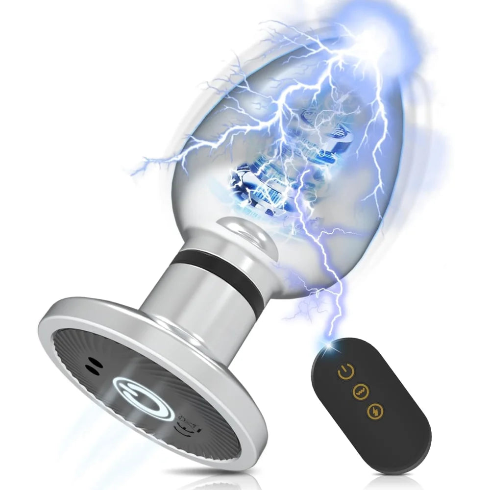 Electroshock Anal Vibrator กระแสไฟฟ้าขนาดเล็ก เครื่องกระตุ้น รีโมทควบคุมปลั๊กทวารนวดต่อมลูกหมาก ของเล่นผู้ใหญ่สำหรับชายและหญิงทางทวารหนัก