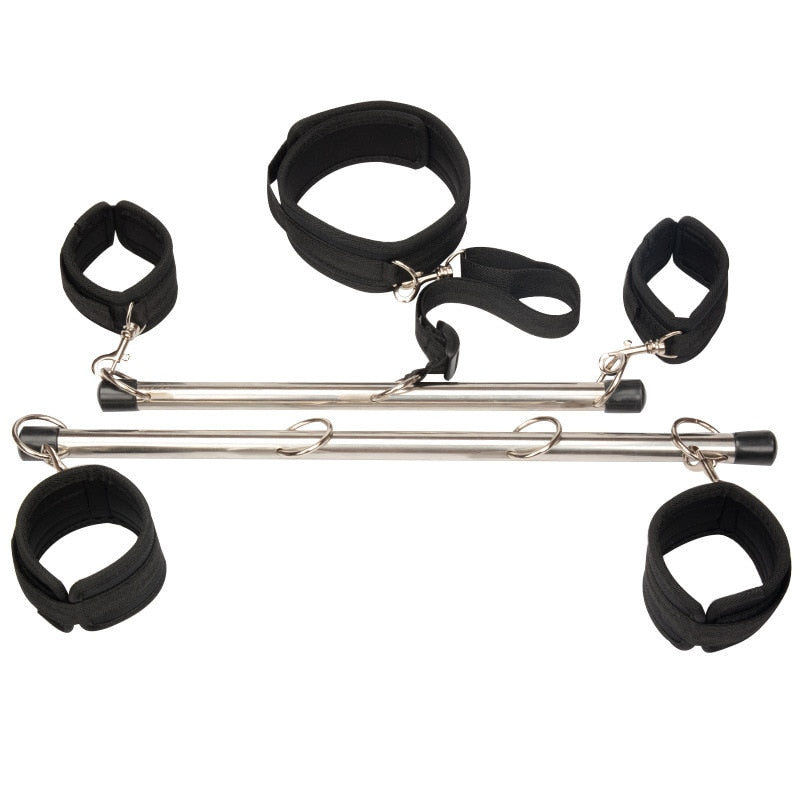 Sex Toys for Woman Bdsm Bondage Set Metal Butt Plug Nylon Restraint Belt Steel Pipe Erotic Handcuffs Adult Flirt Games