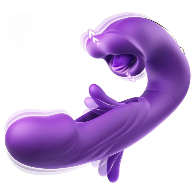 เครื่องนวดสั่น G-Spot สำหรับผู้หญิง 3 in 1 แบบเลียลิ้นพร้อมที่กระตุ้นคลิตอริสสำหรับผู้ใหญ่