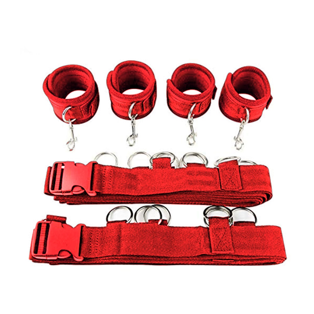 Sexy Hot Erotic Slave Adult Games Straps Restraints To The Bed Sex Toys for Women Handscuff Neck &amp; Ankle Cuffs BDSM Bondage Set