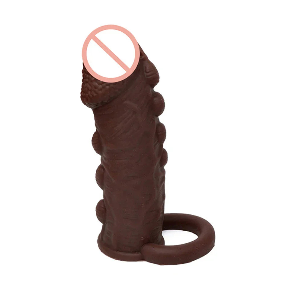 Silicone Penis Cover Reusable Condom Enlargement Extra Thick Penis Extender Cock Rings Sleeve Delay Ejaculation Sexitoys For Men
