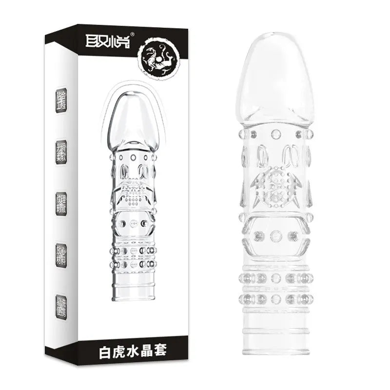 Silicone Penis Sleeves Reusable Condoms Cock Enlarger Penis Erection Sex Toy for Men Transparent Penis Enlargement Men Sex Toys