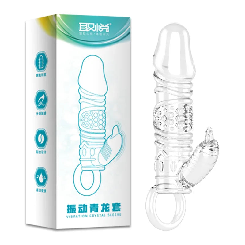 Silicone Penis Sleeves Reusable Condoms Cock Enlarger Penis Erection Sex Toy for Men Transparent Penis Enlargement Men Sex Toys