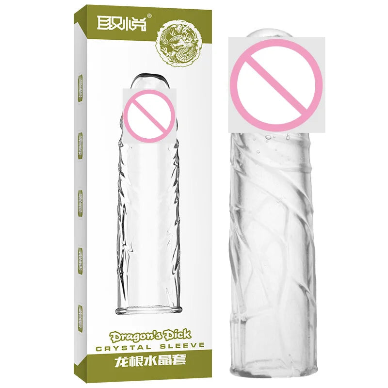 Silicone Penis Sleeves Reusable Condoms Cock Enlarger Penis Erection Sex Toy for Men Transparent Penis Enlargement Men Sex Toys