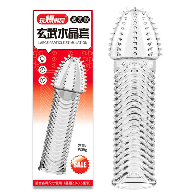 Silicone Penis Sleeves Reusable Condoms Cock Enlarger Penis Erection Sex Toy for Men Transparent Penis Enlargement Men Sex Toys