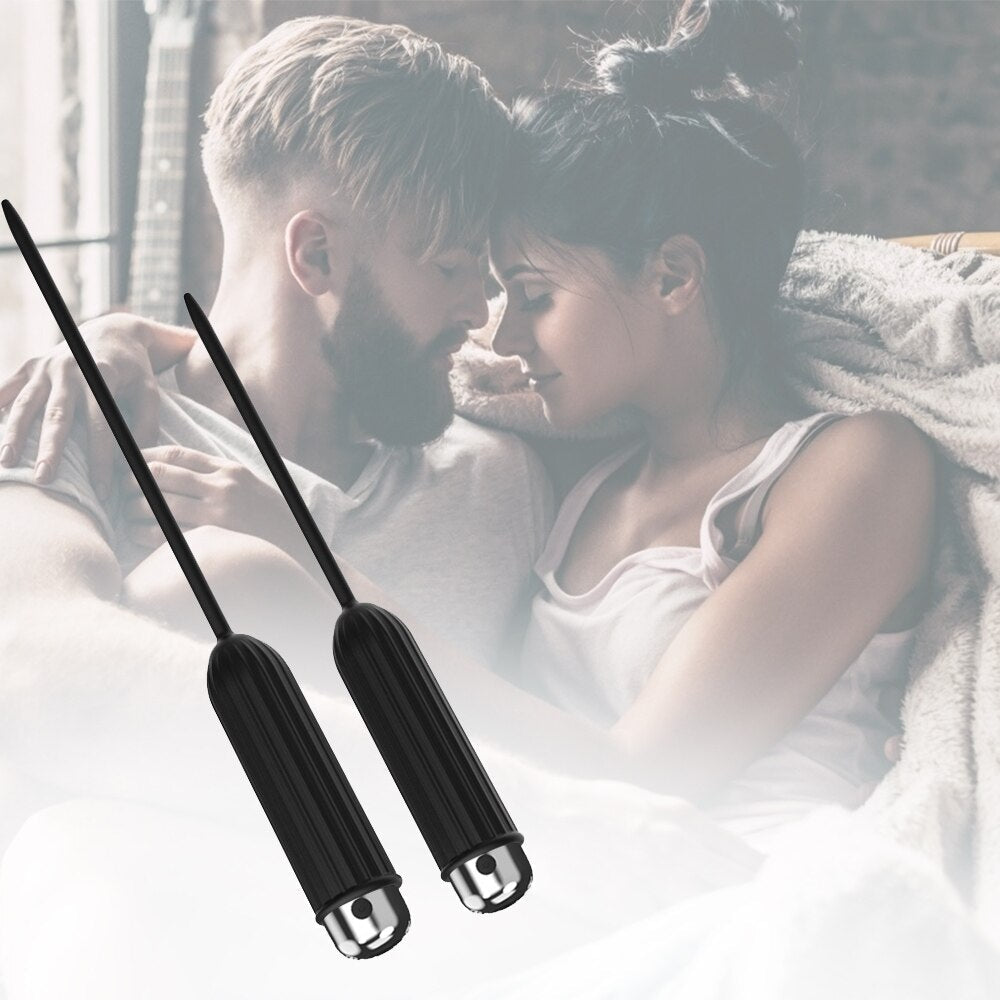 Silicone Urethral Dilators Penis Plug 10 Speed Vibrating Insertion Urethral Plug Catheter Sounds Vibrator Sex Toys for Men Adult