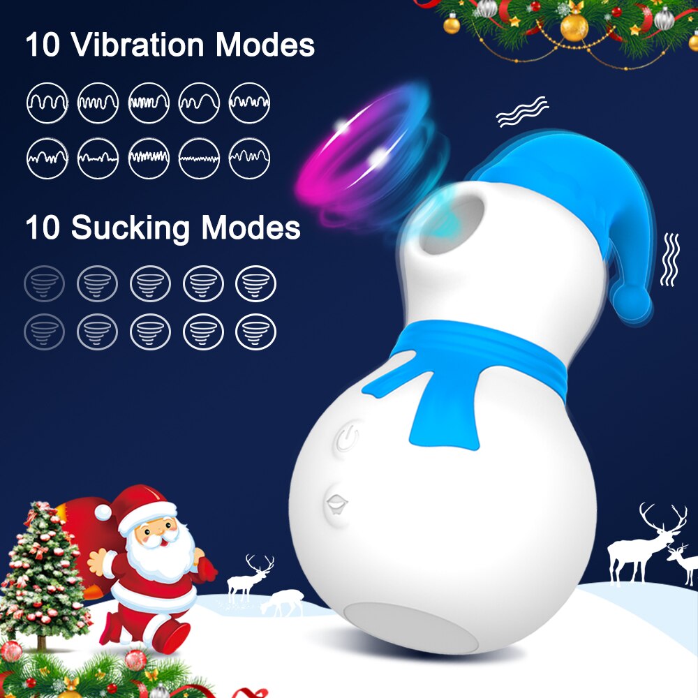 Snowman Clit Sucker Vibrator เซ็กซ์ทอยสำหรับผู้หญิงผู้ใหญ่18หัวนมคริสต์มาสหญิง Clitoris สูญญากาศกระตุ้นอมควย Oral