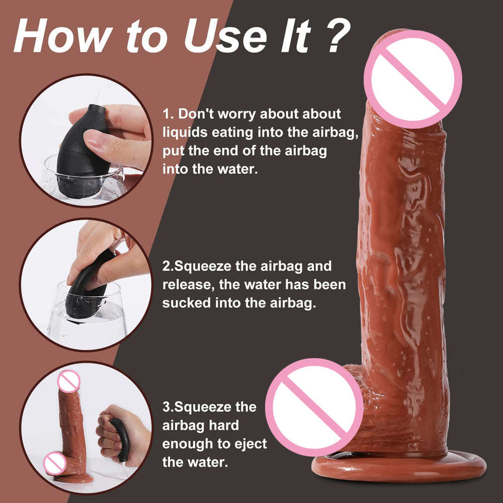 สมจริง Squirting Dildo Ejaculating อวัยวะเพศชายสำหรับผู้เริ่มต้น.นุ่ม Dildo โค้งและลูกผู้หญิง G-Spot Anal Prostate
