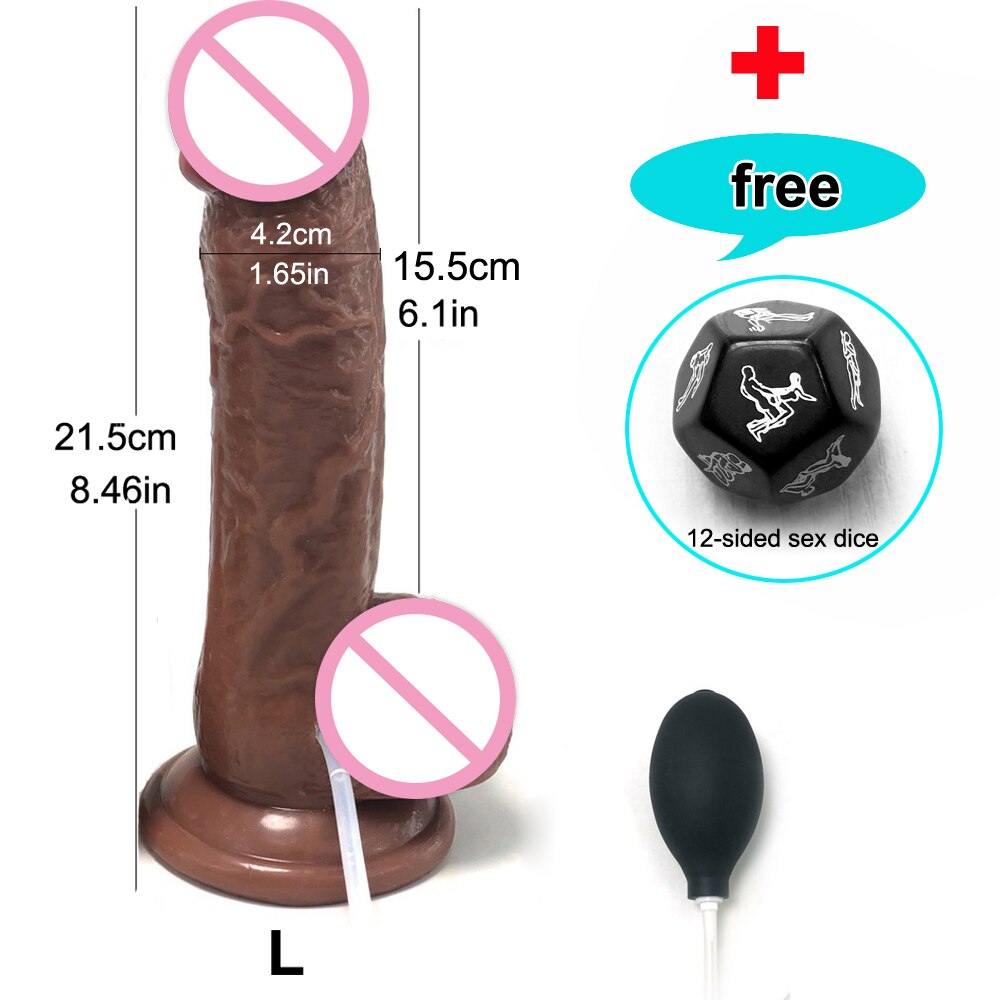 สมจริง Squirting Dildo Ejaculating อวัยวะเพศชายสำหรับผู้เริ่มต้น.นุ่ม Dildo โค้งและลูกผู้หญิง G-Spot Anal Prostate