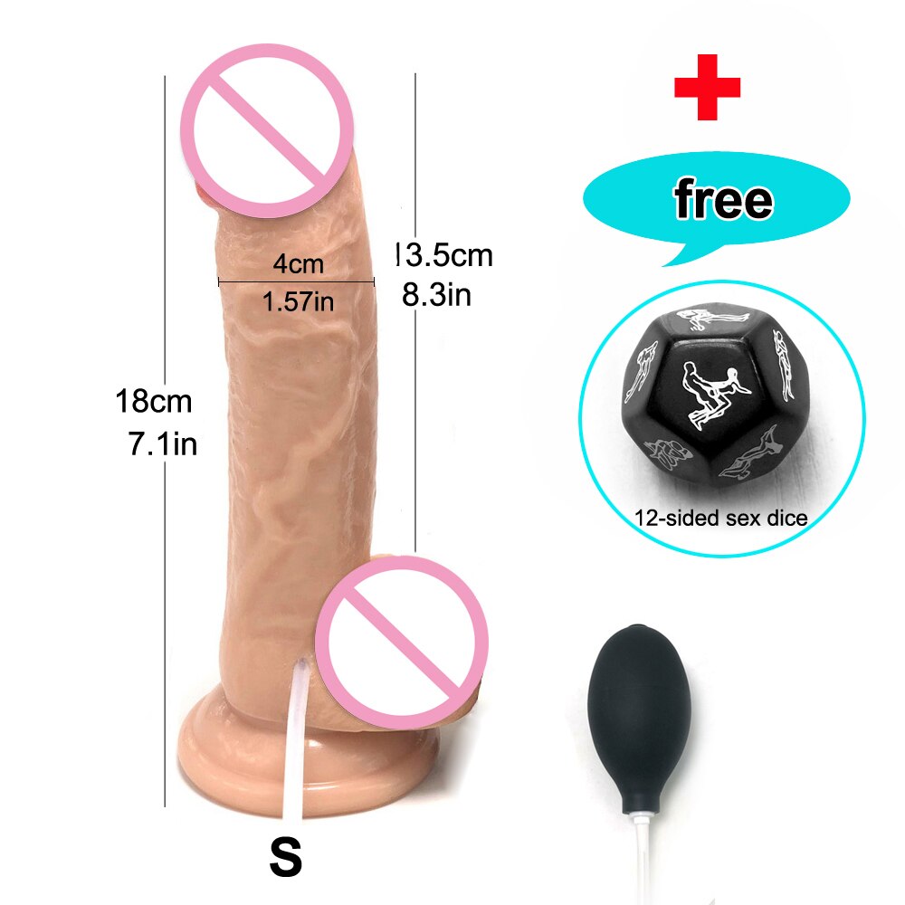 สมจริง Squirting Dildo Ejaculating อวัยวะเพศชายสำหรับผู้เริ่มต้น.นุ่ม Dildo โค้งและลูกผู้หญิง G-Spot Anal Prostate