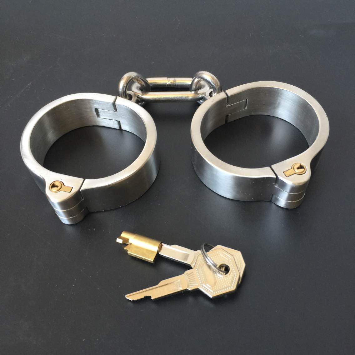 Stainless Steel Slave Flirt Wrist Handcuffs Ankle Cuffs Neck Collar Chain BDSM Shackle Bondage Invisiable Lock Fetish Sex Toys
