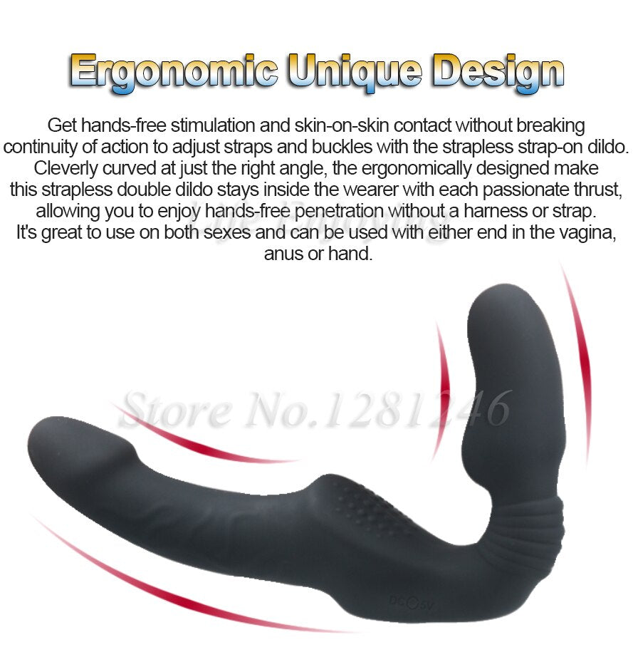 Strapless Strap-on Dildo Vibrator for Couples Strapon for Lesiban Wireless Remote Control Double-Heads Vibrator Adult Sex Toys